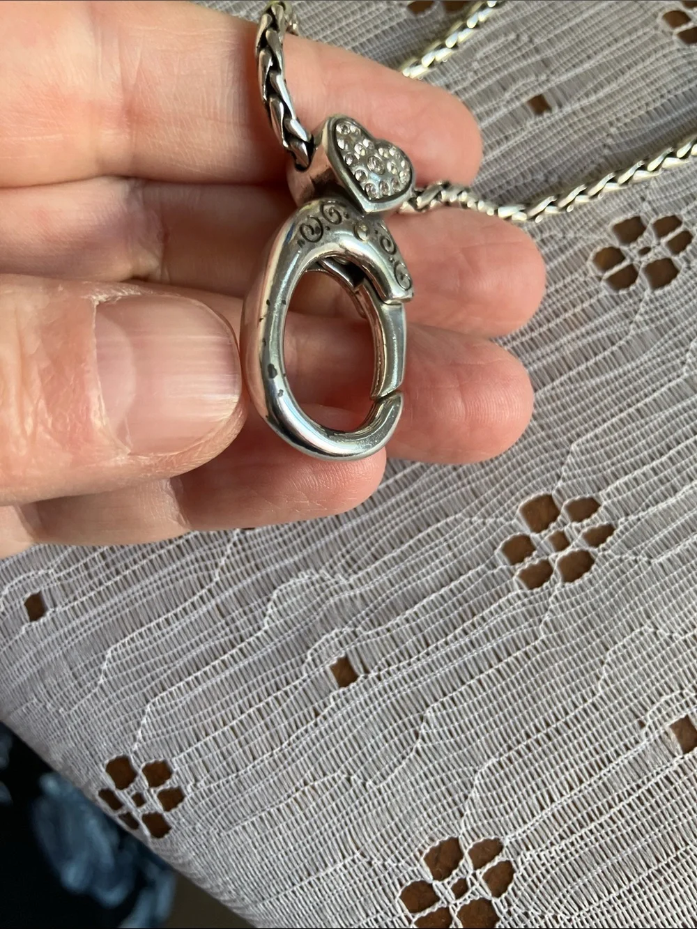Brighton Silver Heart & Oval Pendant Necklace with Chain